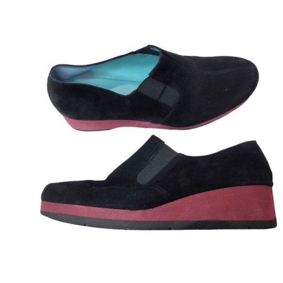 Thierry Rabotin Camoscio Divine Black Wedge Slip On Shoes Size 41 - Picture 1 of 13